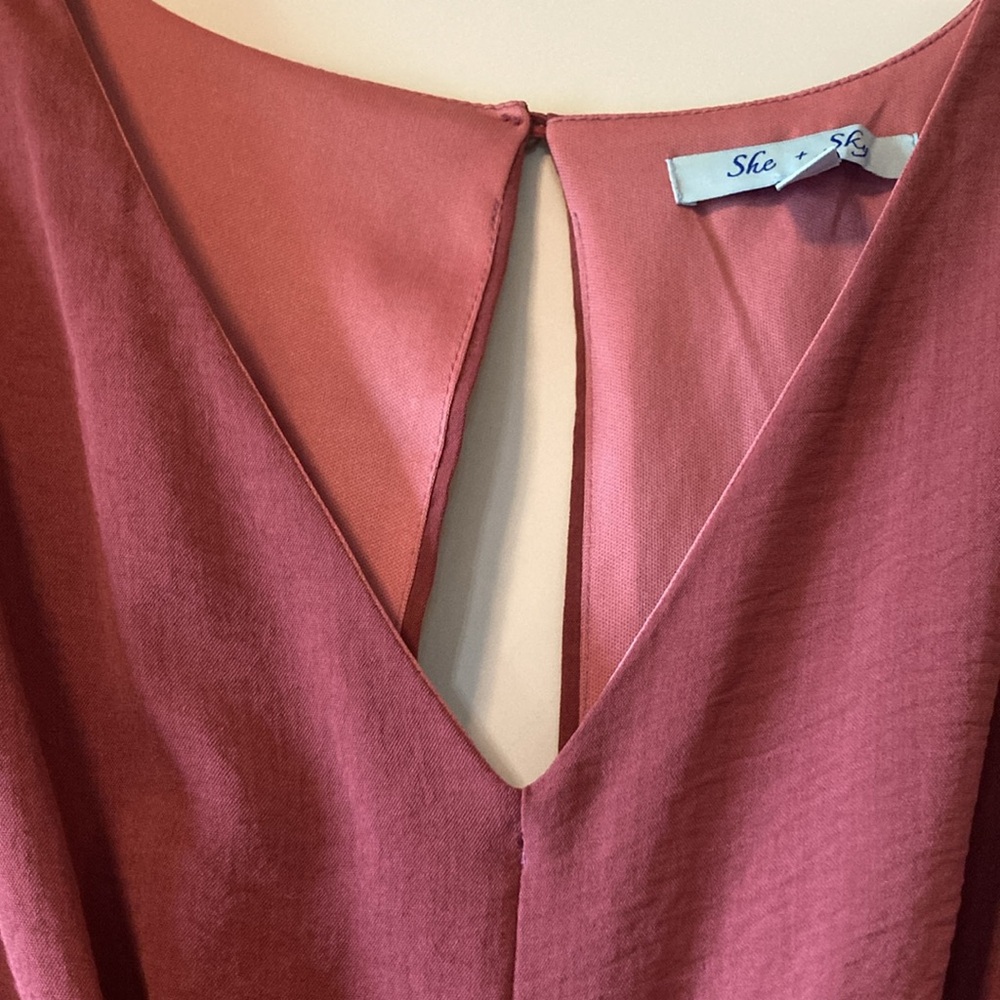 Like New Large She & Sky Terracotta Jumpsuit with Tie Front and Slit Back (ABBA) - Picture 4 of 16